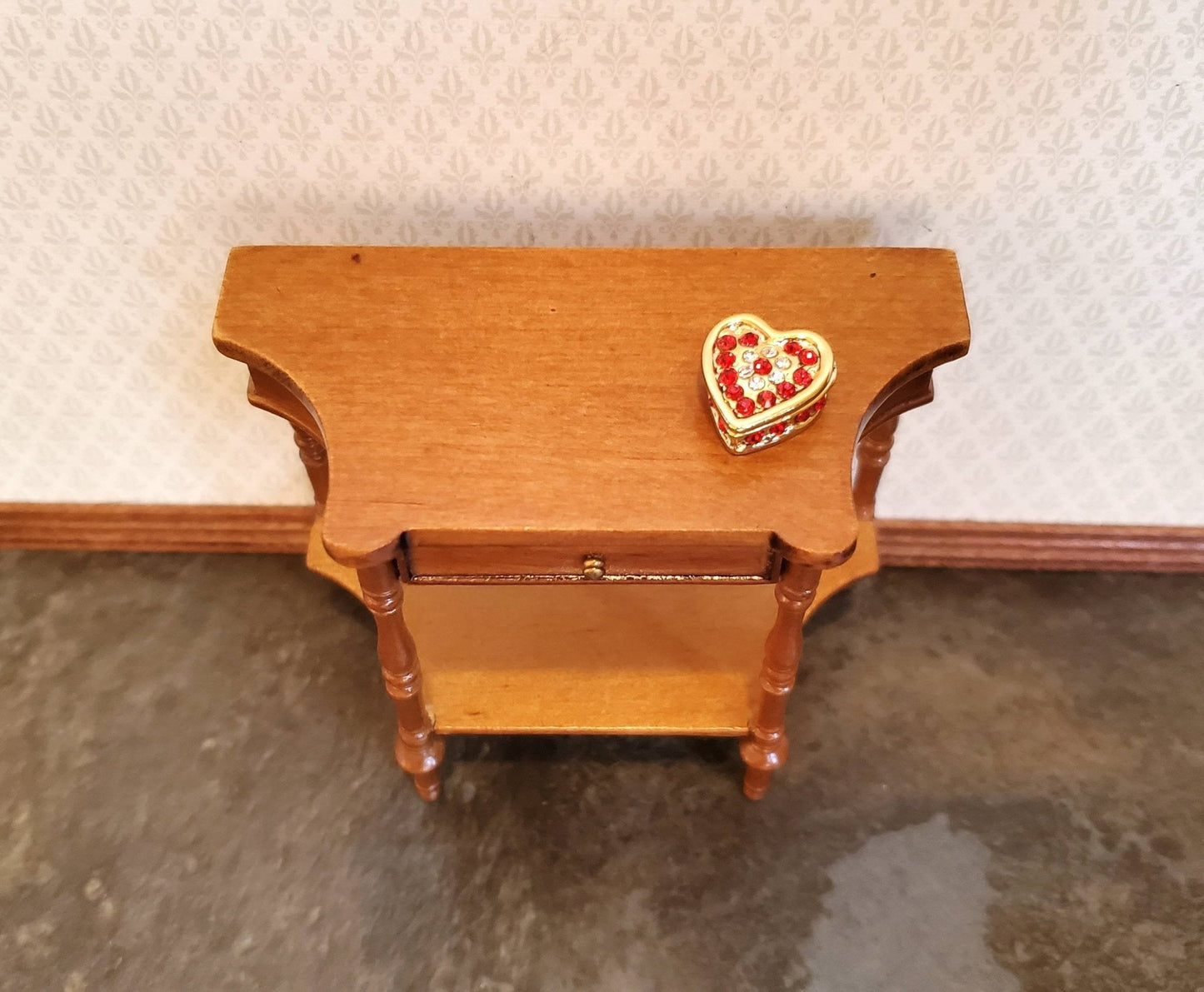 Dollhouse Miniature Jewelry Box with Jewels Heart Shape Opening Lid 1:12 Scale - Miniature Crush
