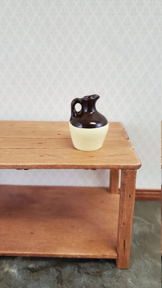 Dollhouse Miniature Jug with Handle Brown & Cream Resin Crock x2 1" 1:12 Scale Accessory - Miniature Crush
