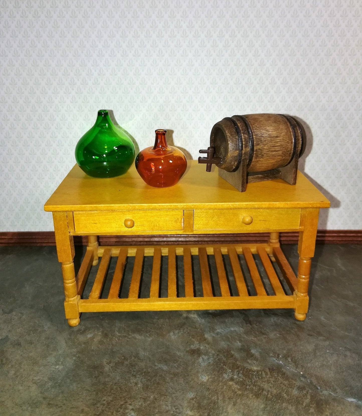 Dollhouse Miniature Keg Small Wooden with Stand and Tap 1:12 Scale Tapped Keg - Miniature Crush