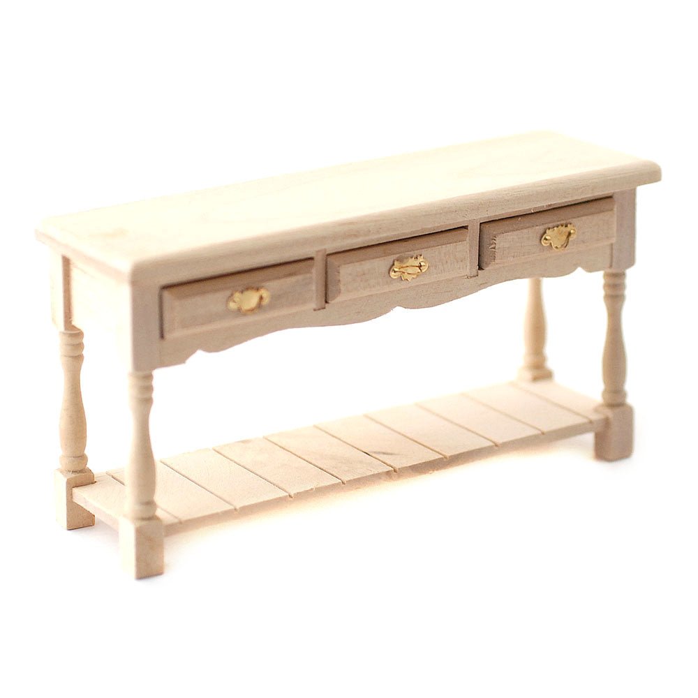 Dollhouse Miniature Kitchen Side Board Buffet with Pot Shelf Unfinished 1:12 Scale - Miniature Crush