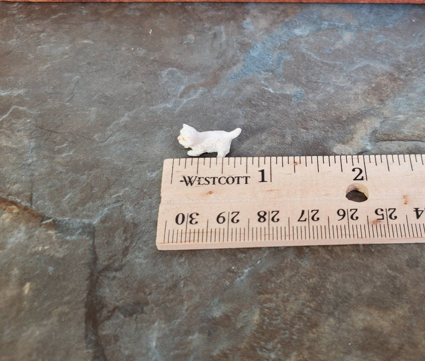 Dollhouse Miniature Kitten White Persian Playing 1:24 Scale Animals Cats - Miniature Crush