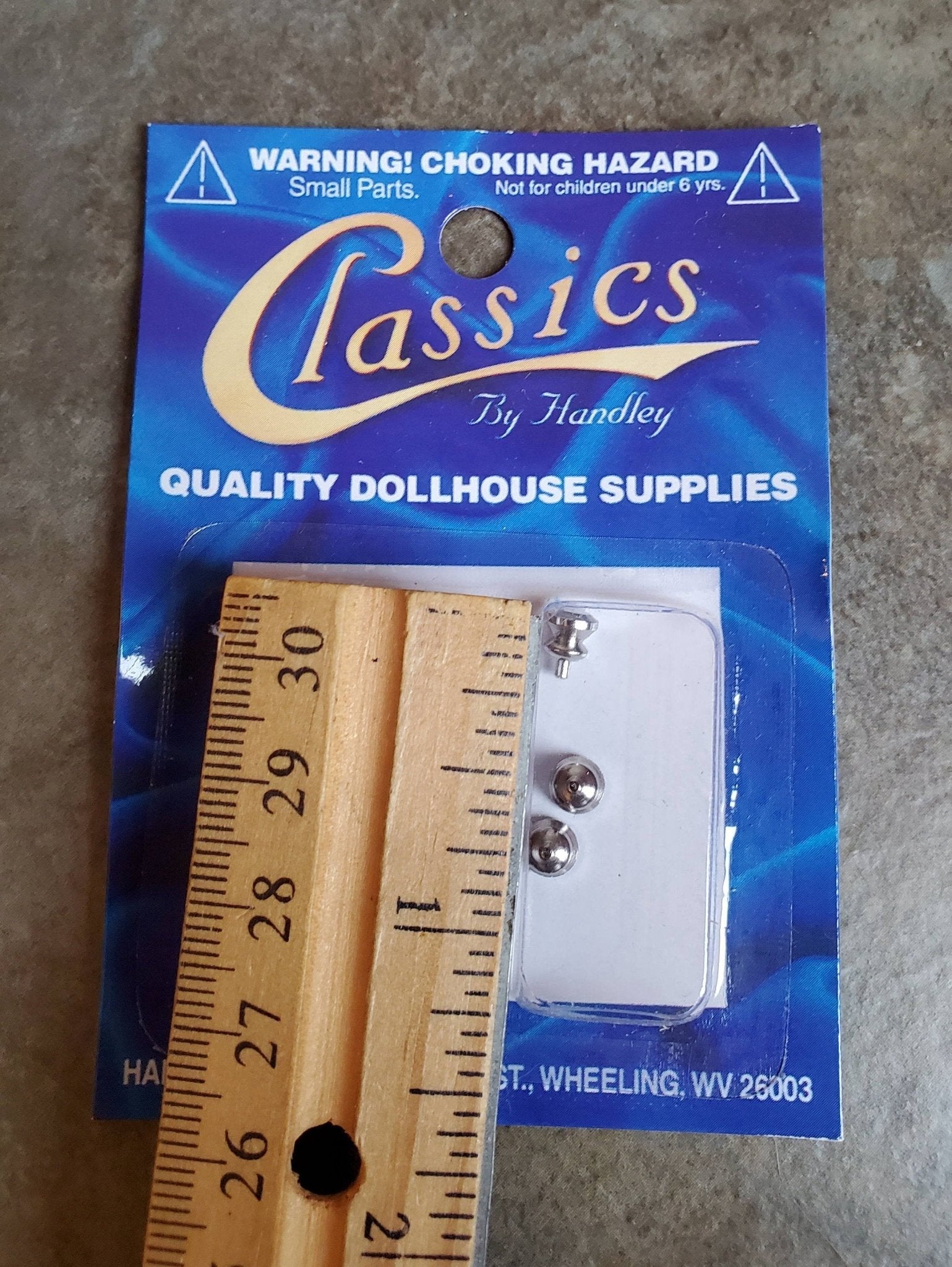 Dollhouse Miniature Knobs Silver Nickel for Door or Drawer Pulls x6 1:12 Scale Modern - Miniature Crush