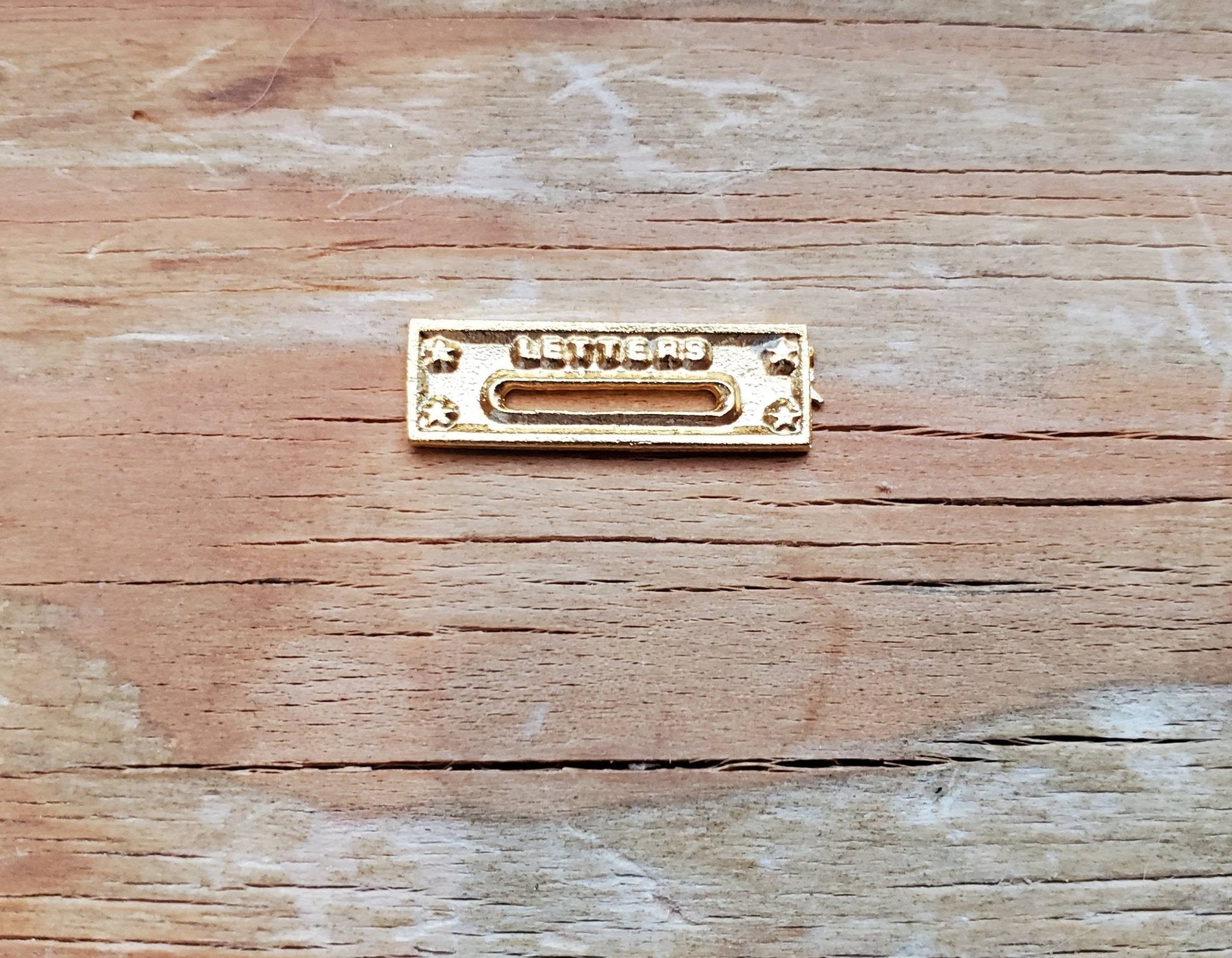 Dollhouse Miniature Letter Mail Slot for Exterior Door 1:12 Scale Gold Brass Metal - Miniature Crush