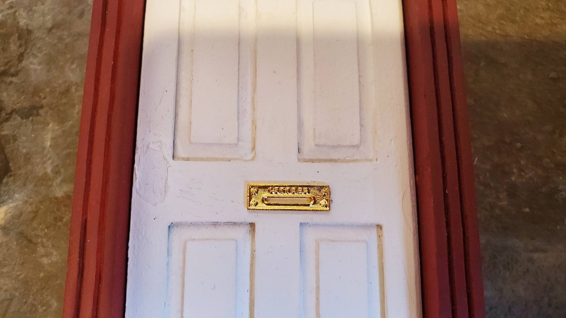 Dollhouse Miniature Letter Mail Slot for Exterior Door 1:12 Scale Gold Brass Metal - Miniature Crush