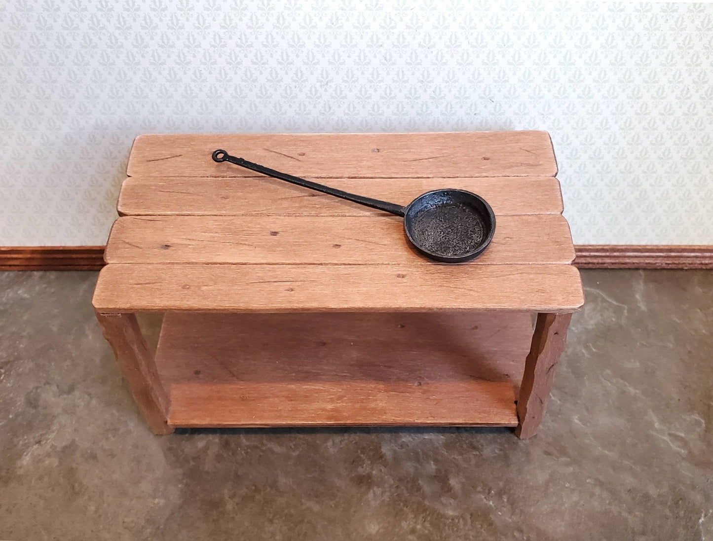 Dollhouse Miniature Long Handled Frying Pan Primitive Style 1:12 Scale Metal - Miniature Crush