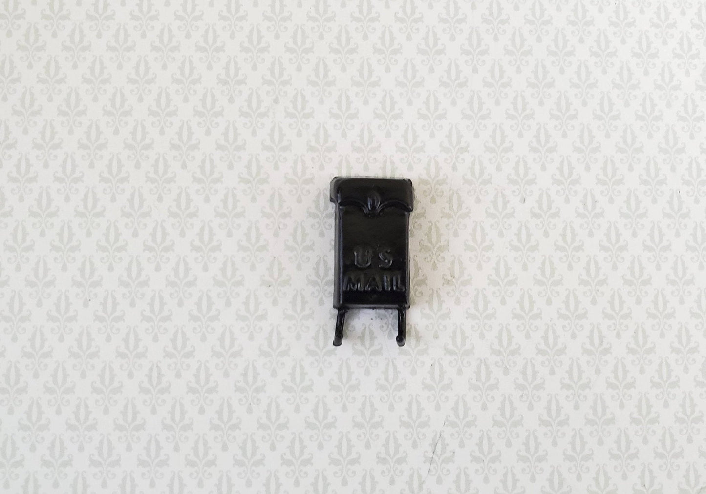Dollhouse Miniature Mailbox Black with Newspaper Hooks 1:12 Scale Accessory - Miniature Crush