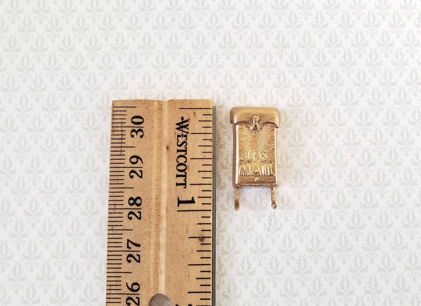 Dollhouse Miniature Mailbox Gold with Newspaper Hooks 1:12 Scale Accessory - Miniature Crush