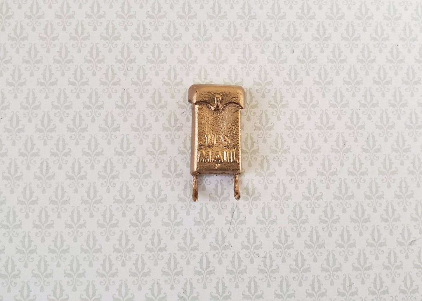 Dollhouse Miniature Mailbox Gold with Newspaper Hooks 1:12 Scale Accessory - Miniature Crush