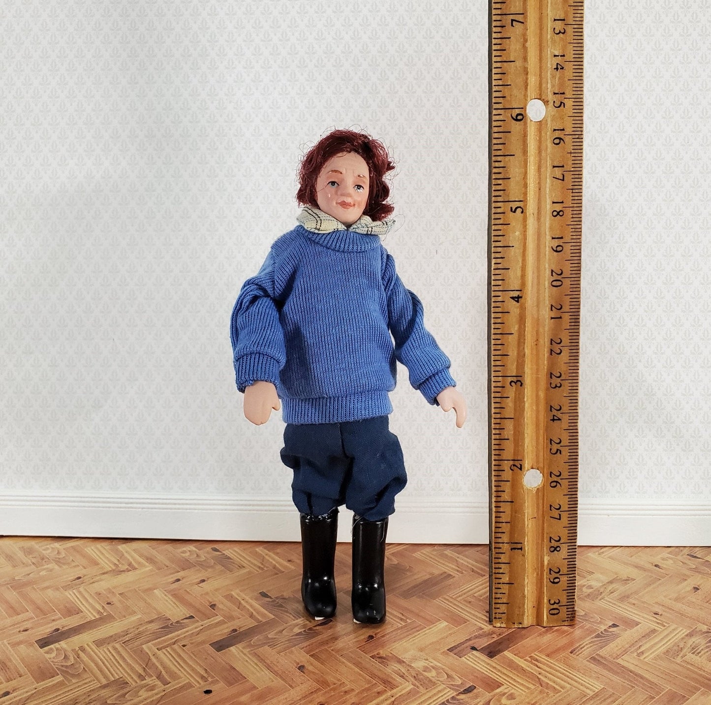 Dollhouse Miniature Man Doll Porcelain Dad Father Male 1:12 Scale Poseable - Miniature Crush