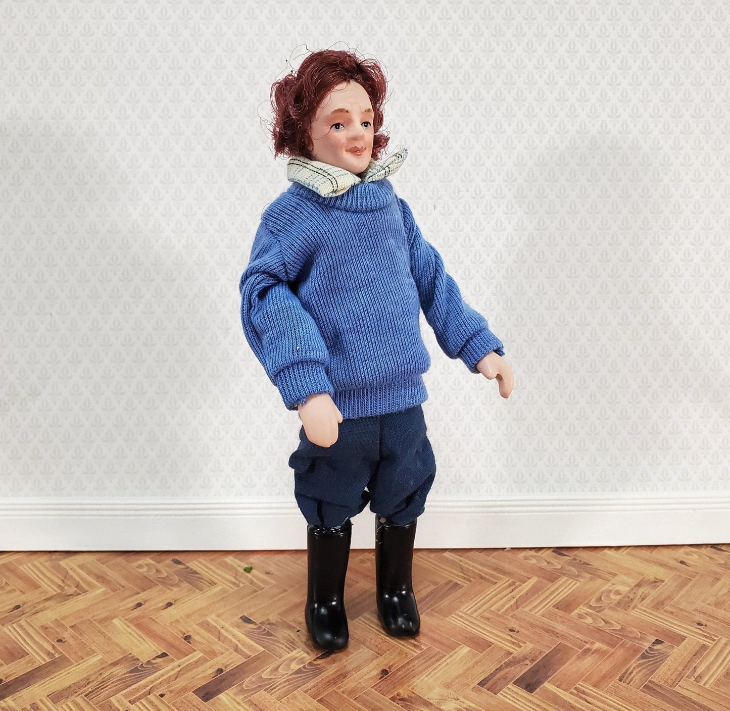 Dollhouse Miniature Man Doll Porcelain Dad Father Male 1:12 Scale Poseable - Miniature Crush