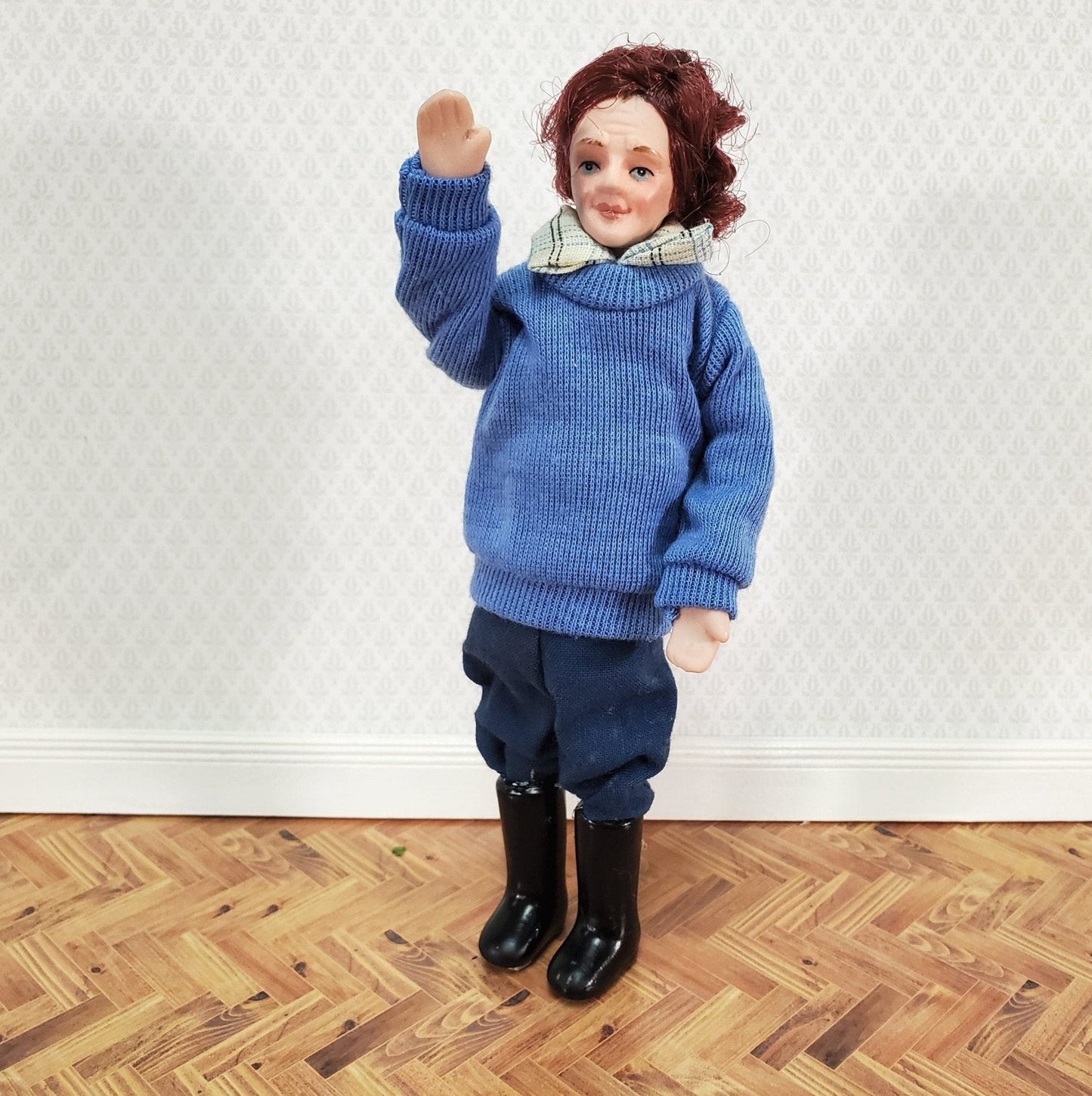 Dollhouse Miniature Man Doll Porcelain Dad Father Male 1:12 Scale Poseable - Miniature Crush