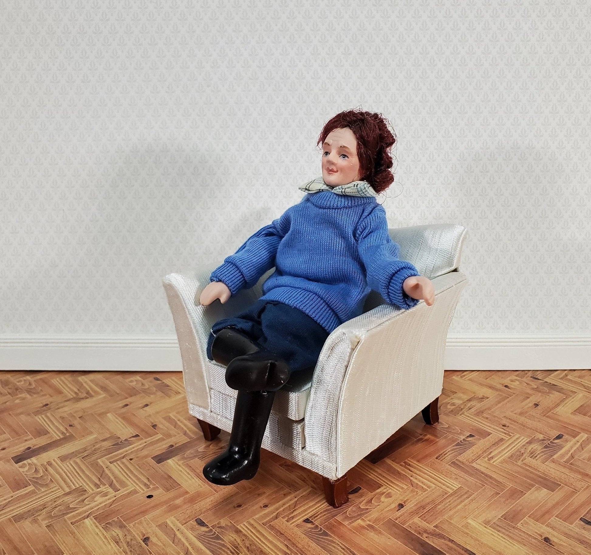 Dollhouse Miniature Man Doll Porcelain Dad Father Male 1:12 Scale Poseable - Miniature Crush