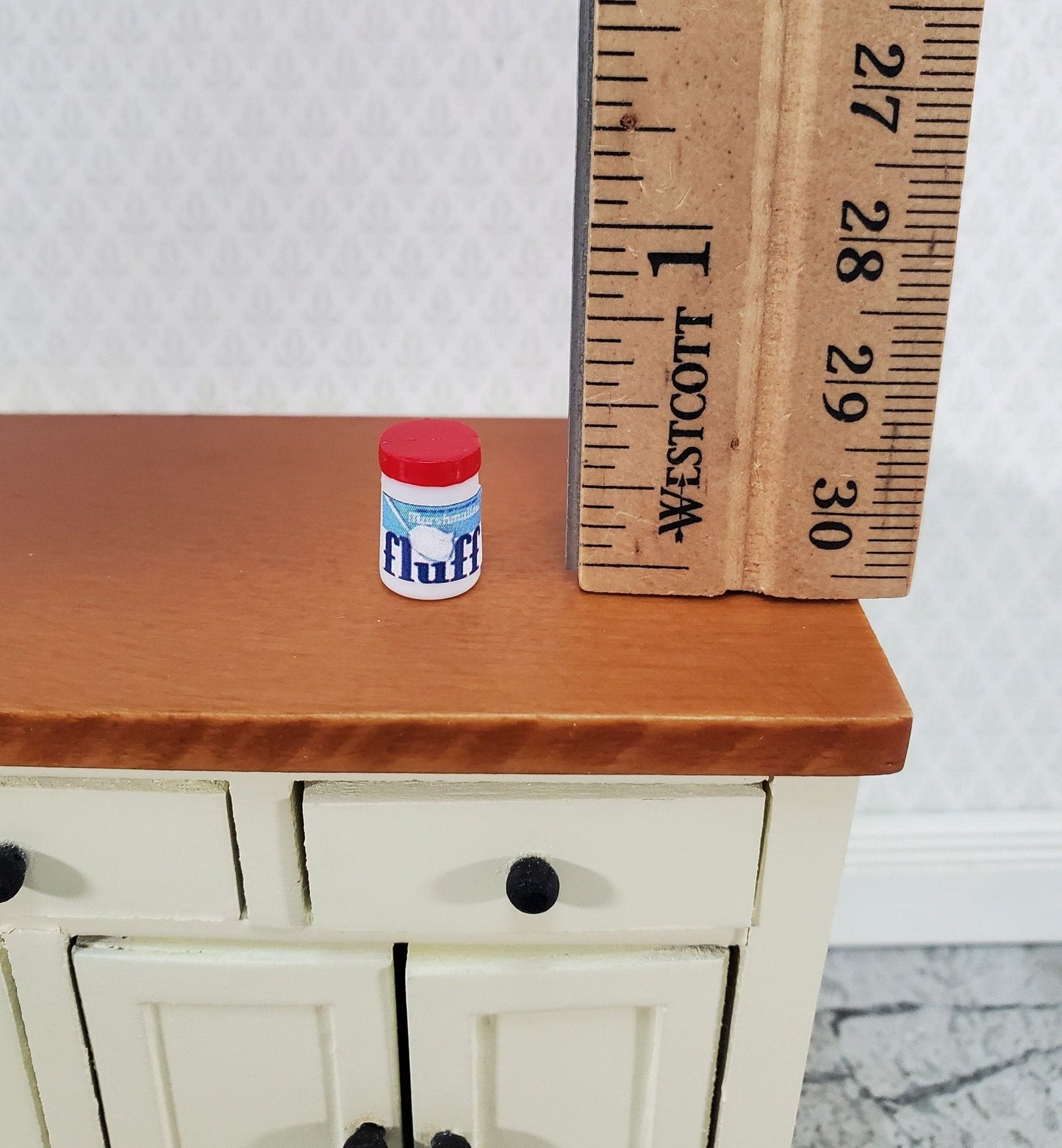 Dollhouse Miniature Marshmallow Fluff Creme Jar 1:12 Scale Food Groceries Kitchen - Miniature Crush