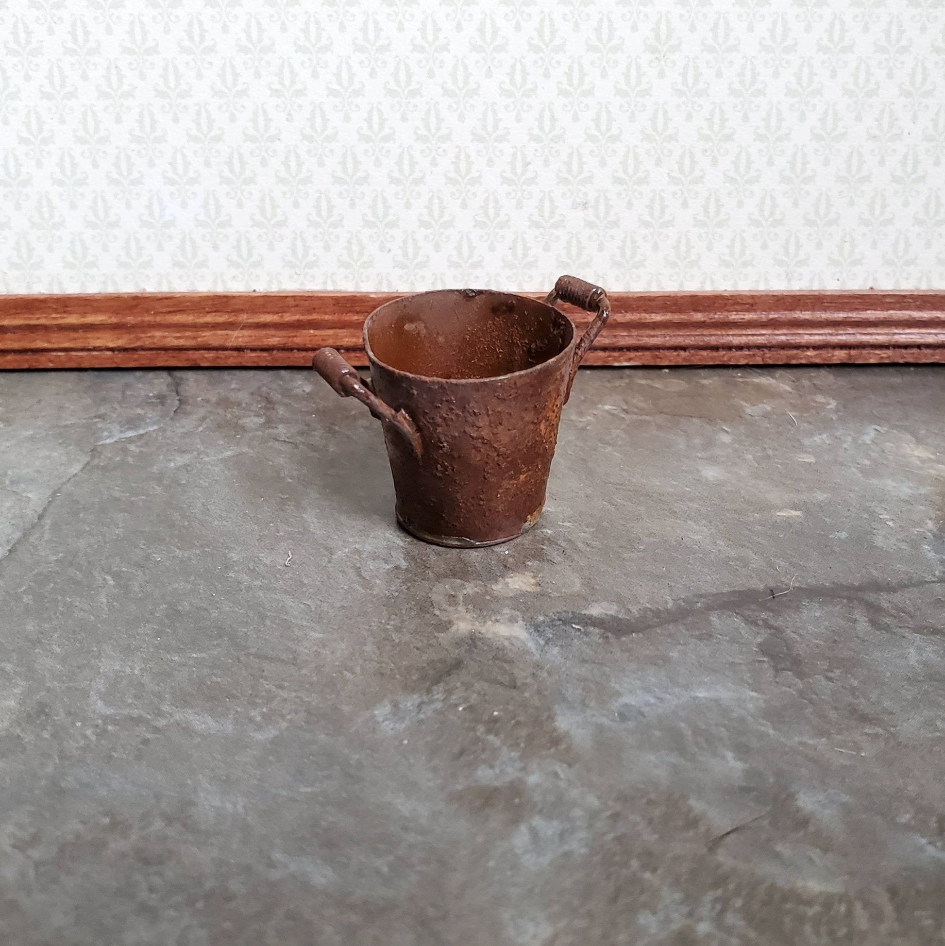 Dollhouse Miniature Metal Bucket Pail with Handles Rusted Aged 1:12 Scale Accessories - Miniature Crush