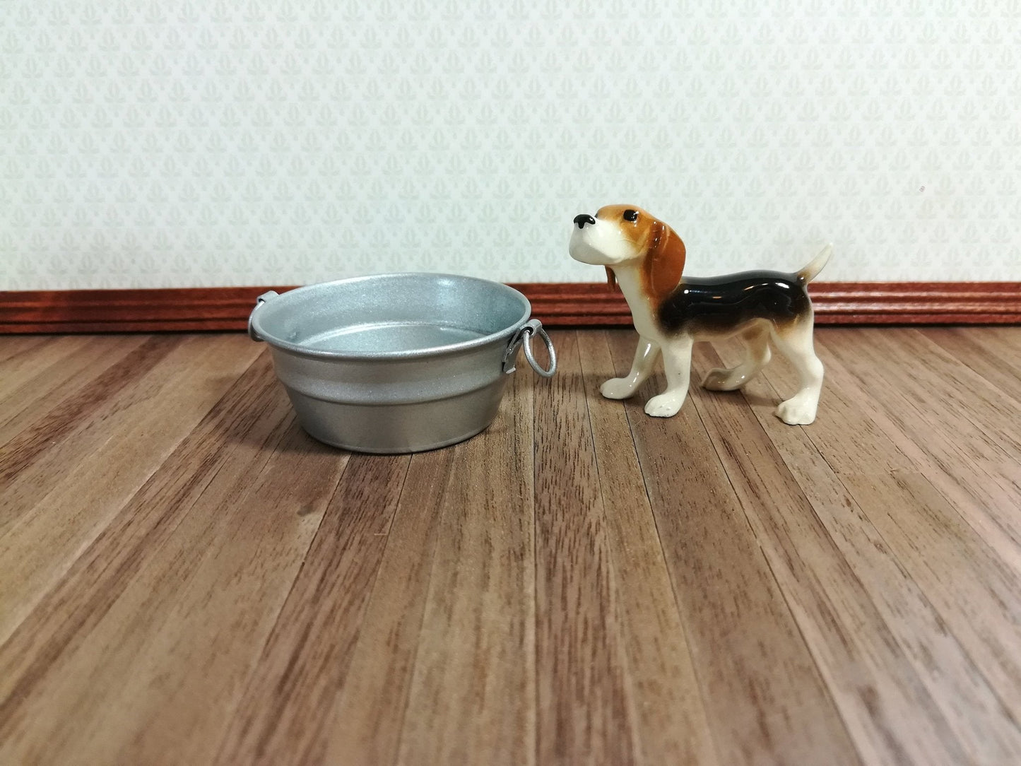 Dollhouse Miniature Metal Vat Bathtub Round "Galvanized" with Handles 1:12 Scale - Miniature Crush