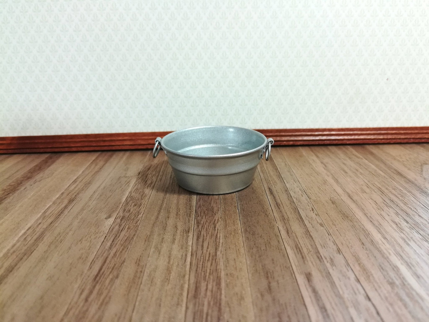 Dollhouse Miniature Metal Vat Bathtub Round "Galvanized" with Handles 1:12 Scale - Miniature Crush