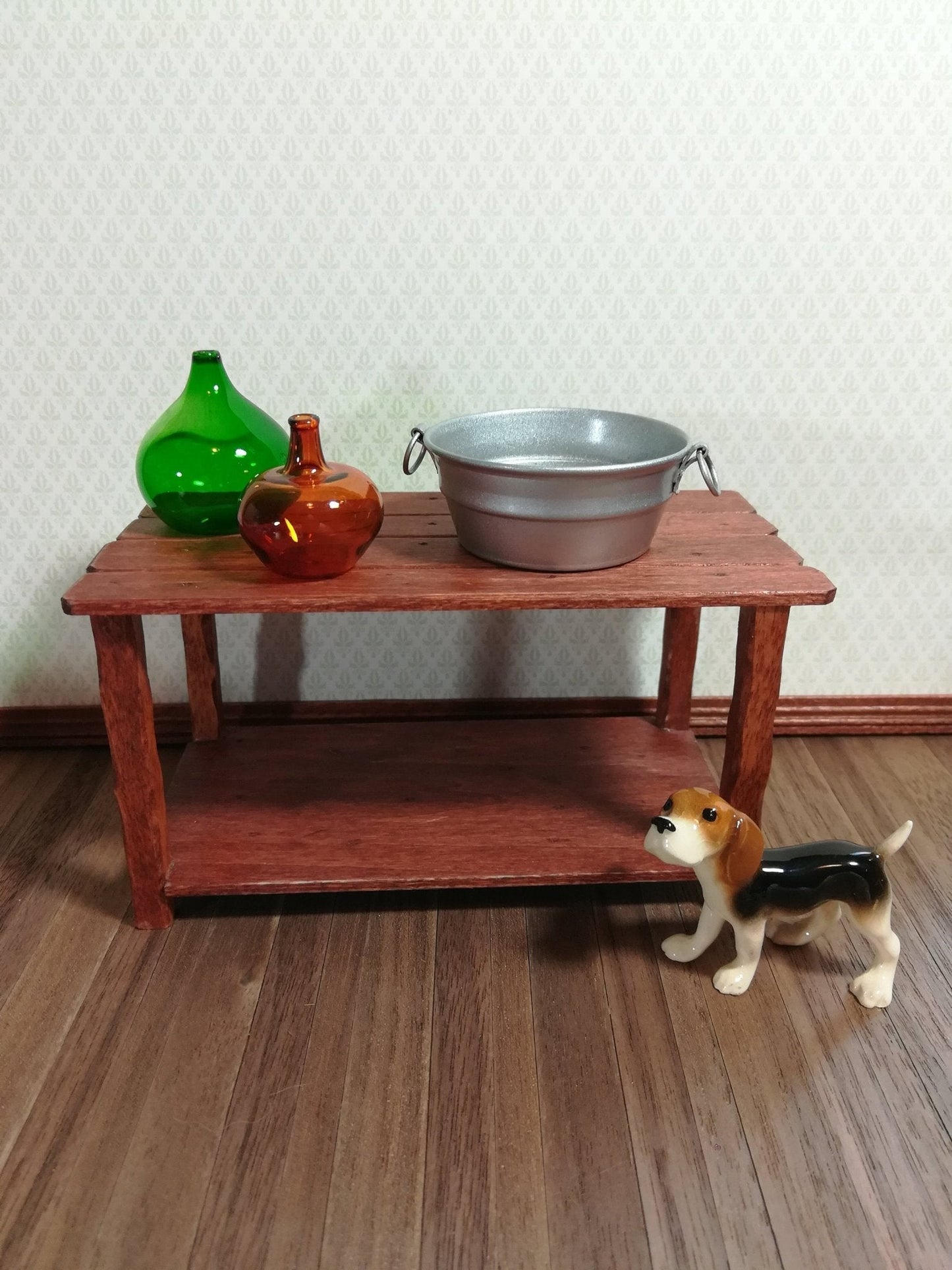 Dollhouse Miniature Metal Vat Bathtub Round "Galvanized" with Handles 1:12 Scale - Miniature Crush