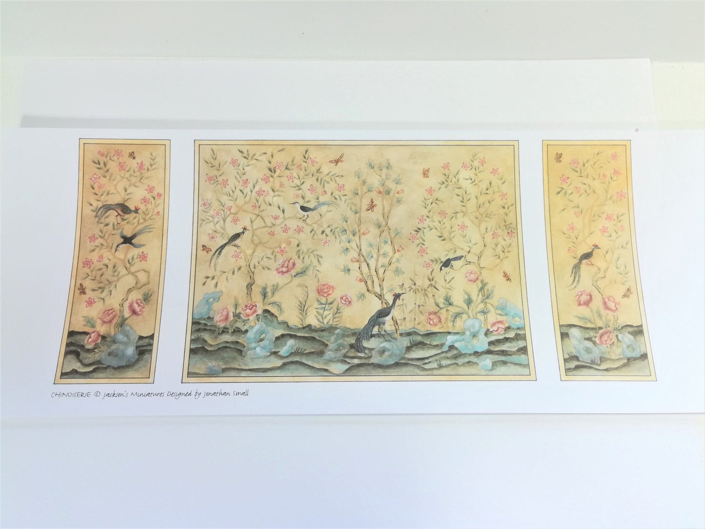 Dollhouse Miniature Mural Wallpaper Birds and Flowers Wall Panels Jackson's Miniatures 1:12 Scale - Miniature Crush