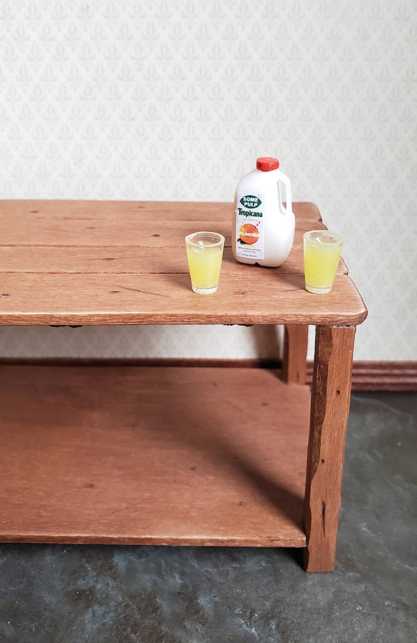 Dollhouse Miniature Orange Juice OJ Gallon Jug x2 Glasses 1:12 Scale Food Kitchen - Miniature Crush