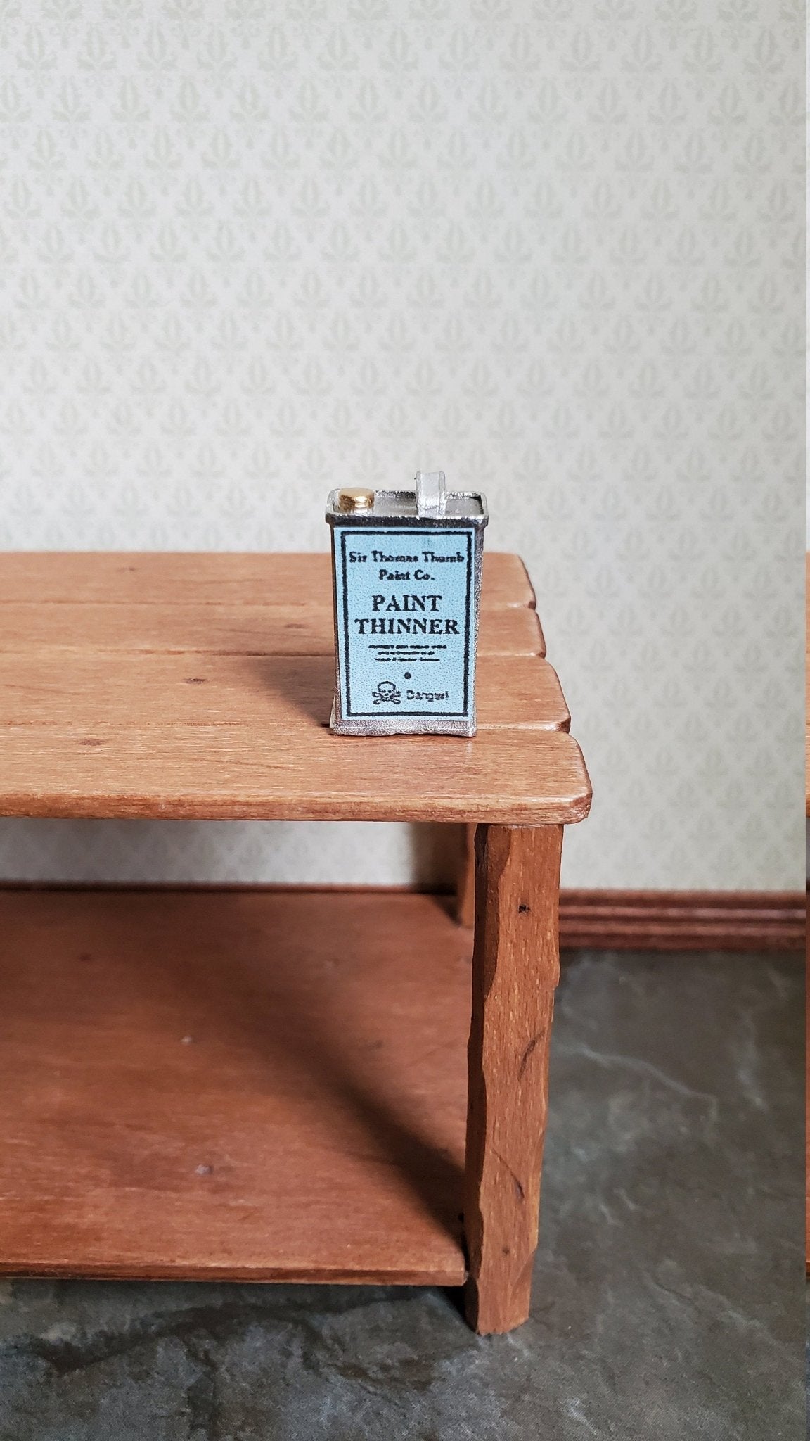 Dollhouse Miniature Paint Thinner Metal Can Sir Thomas Thumb 1:12 Scale - Miniature Crush