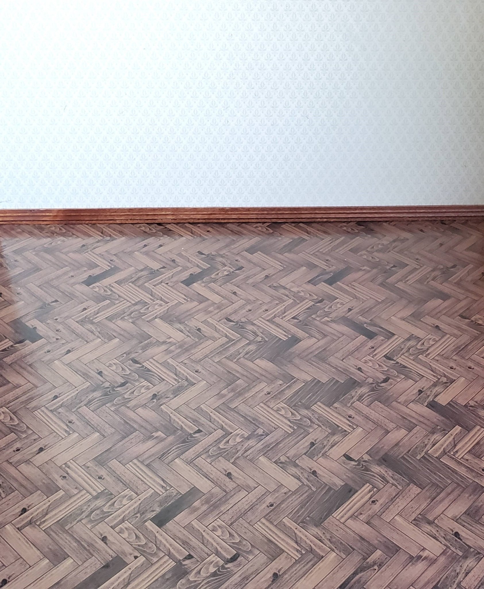 Dollhouse Miniature Parquet Wood Flooring Dark Paper Card Stock Glossy 1:12 Scale - Miniature Crush