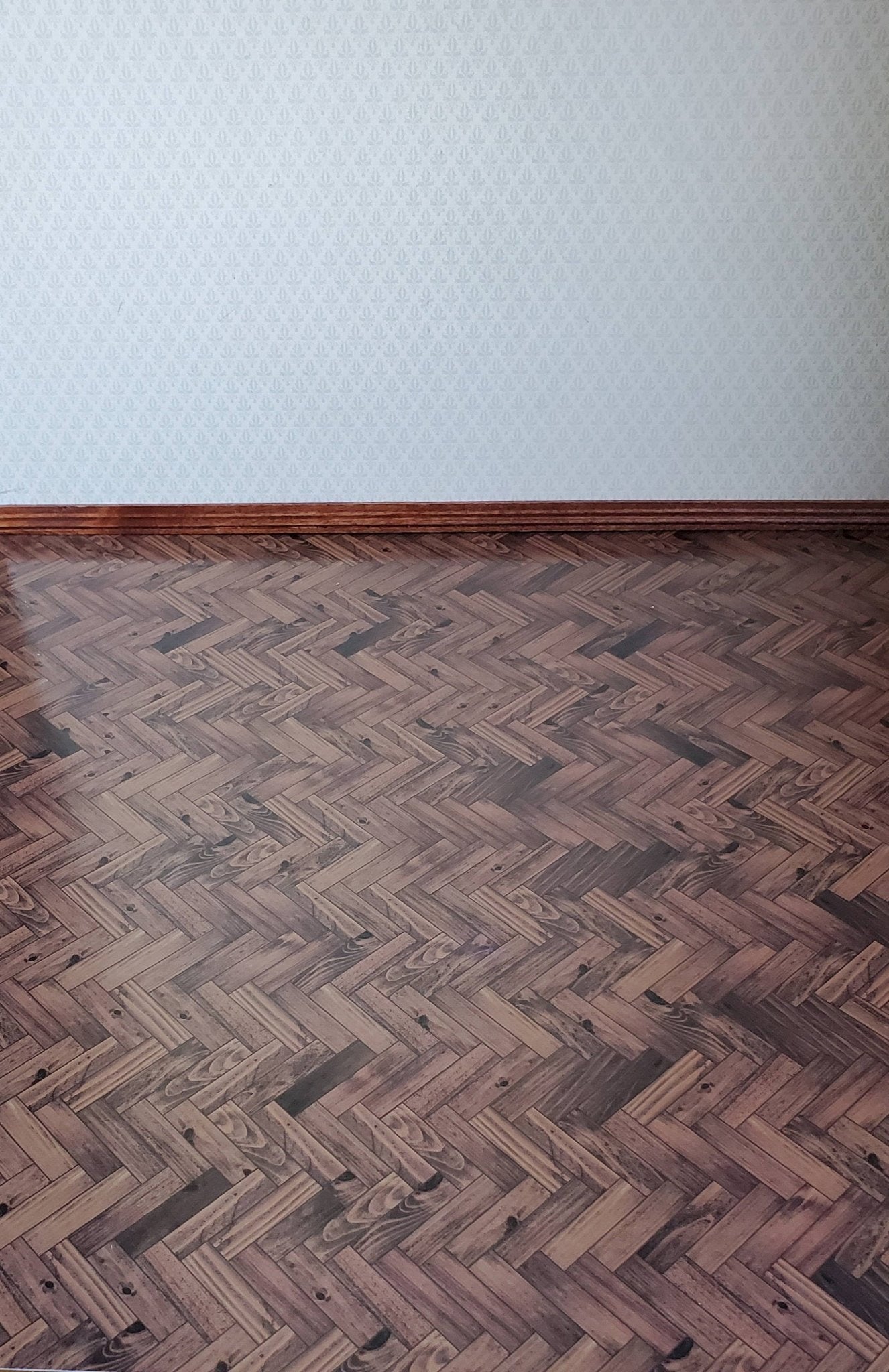 Dollhouse Miniature Parquet Wood Flooring Dark Paper Card Stock Glossy 1:12 Scale - Miniature Crush