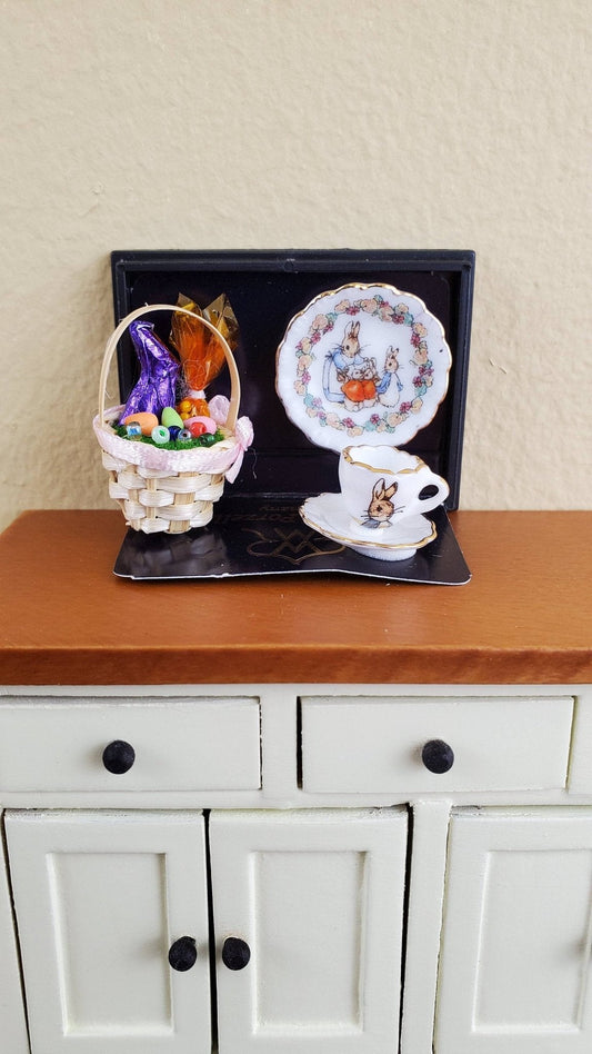 Dollhouse Miniature Peter Rabbit Easter Bunny Set Dishes Reutter Porcelain 1:12 Scale - Miniature Crush