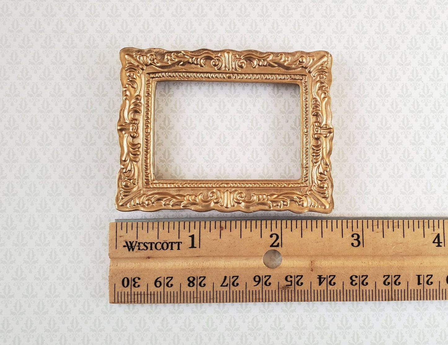 Dollhouse Miniature Picture Frame Fancy Gold 1:12 Scale 2 5/8" x 2" - Miniature Crush