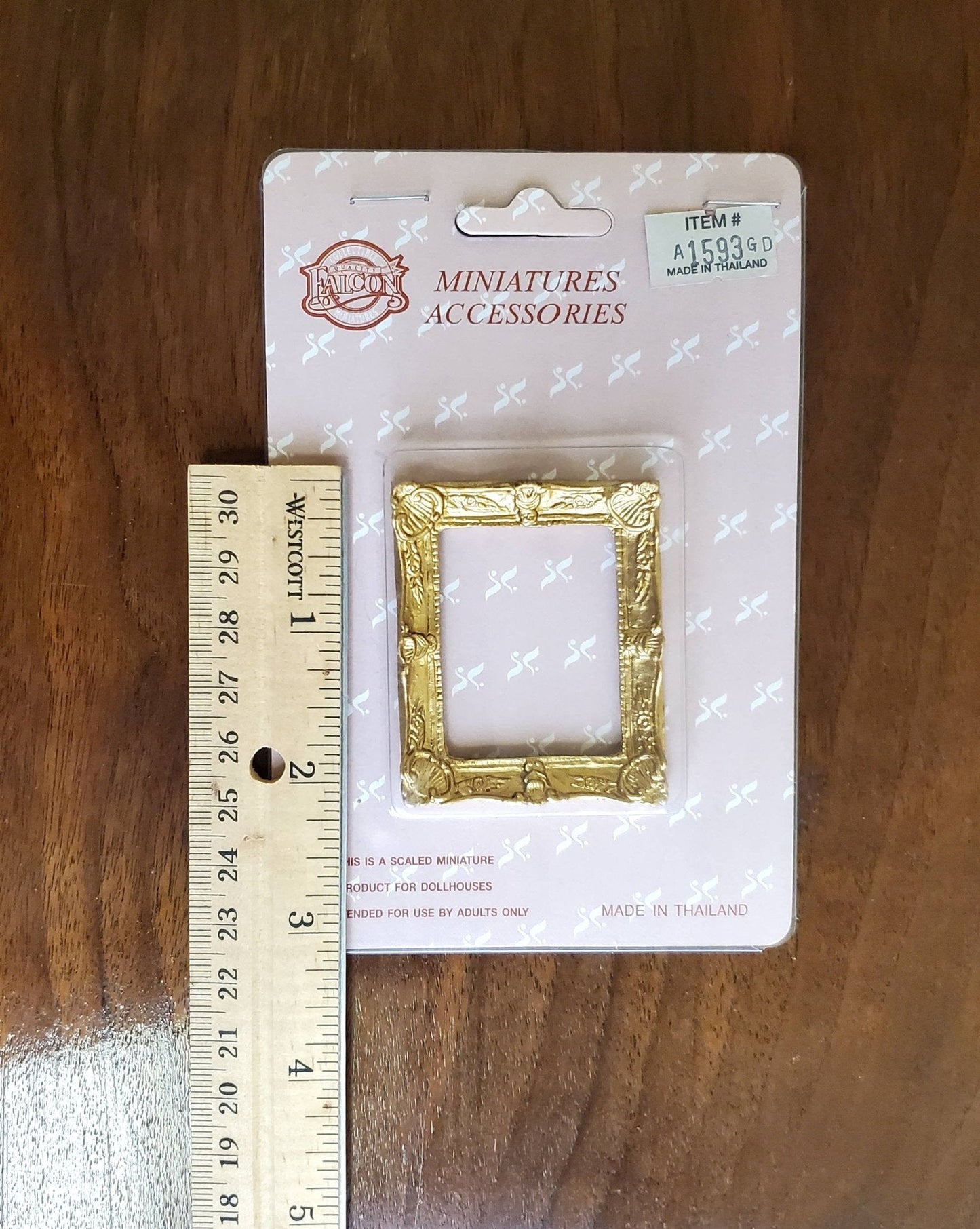 Dollhouse Miniature Picture Frame Fancy Gold for Painting 1:12 Scale 1 3/4" x 2 1/4" - Miniature Crush