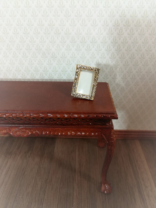 Dollhouse Miniature Picture Frame Small Gold Metal Rectangle with Stand 1:12 Scale - Miniature Crush