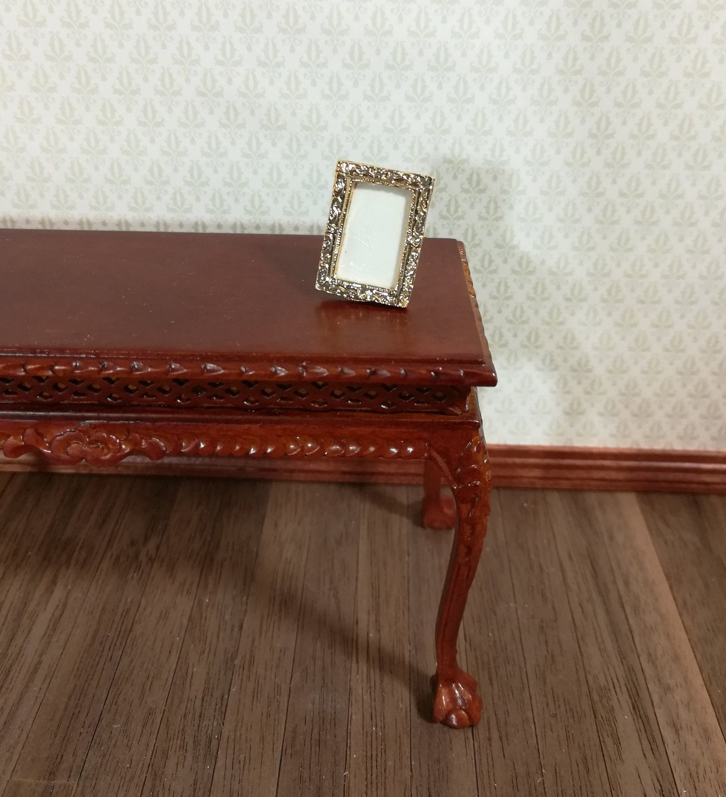 Dollhouse Miniature Picture Frame Small Gold Metal Rectangle with Stand 1:12 Scale - Miniature Crush