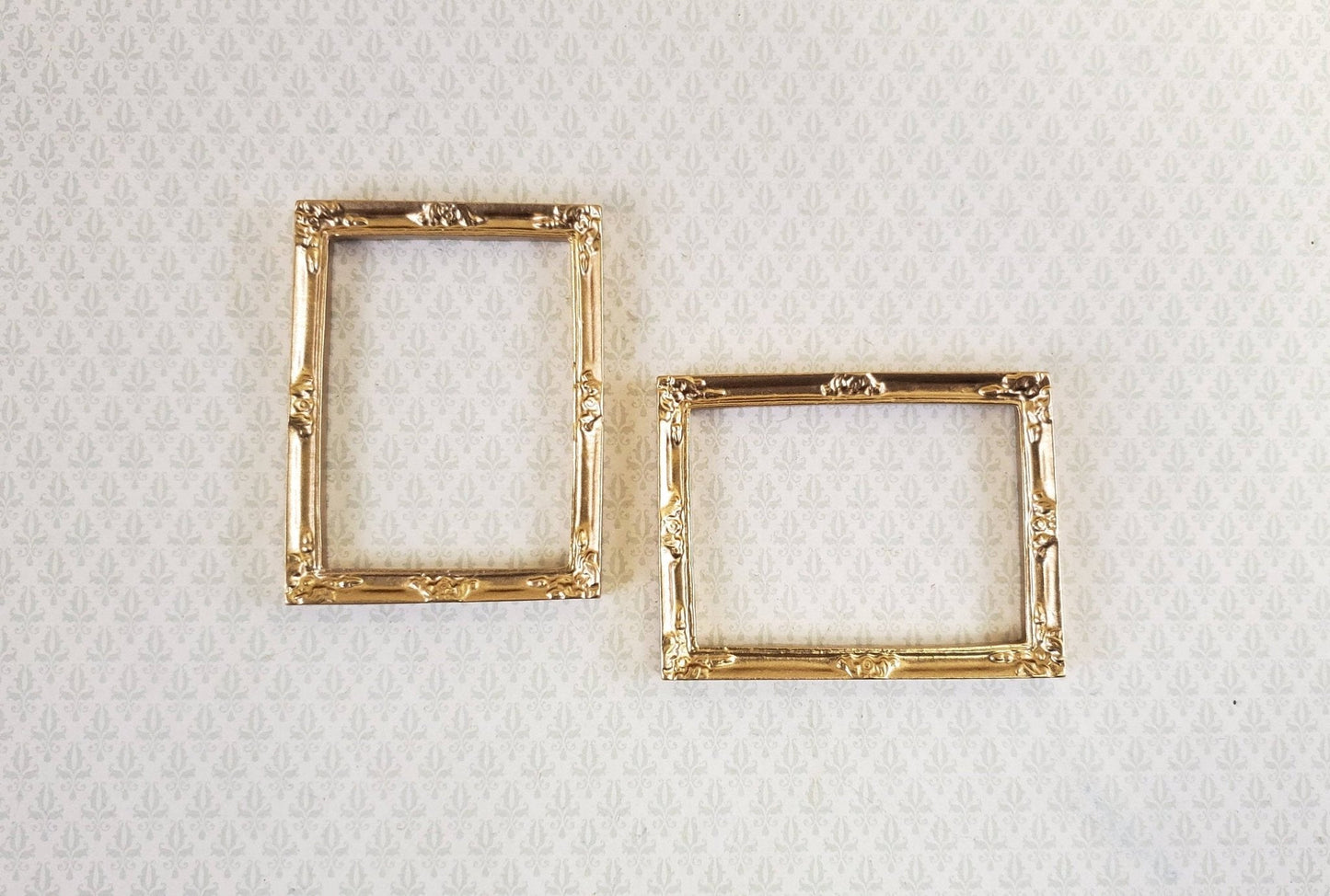 Dollhouse Miniature Picture Frame x2 Gold for Paintings Medium Size 1:12 Scale - Miniature Crush