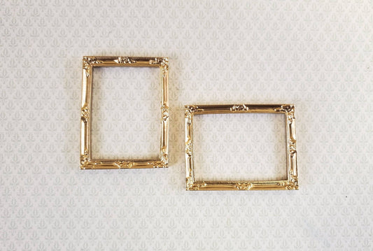 Dollhouse Miniature Picture Frame x2 Gold for Paintings Medium Size 1:12 Scale - Miniature Crush