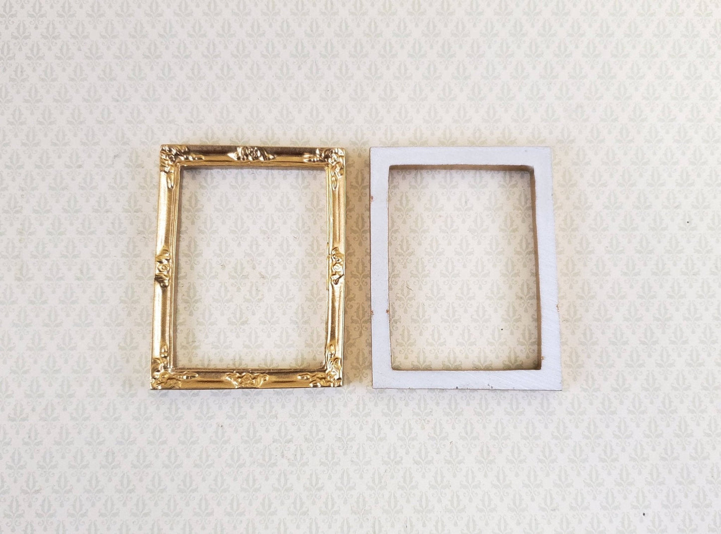 Dollhouse Miniature Picture Frame x2 Gold for Paintings Medium Size 1:12 Scale - Miniature Crush