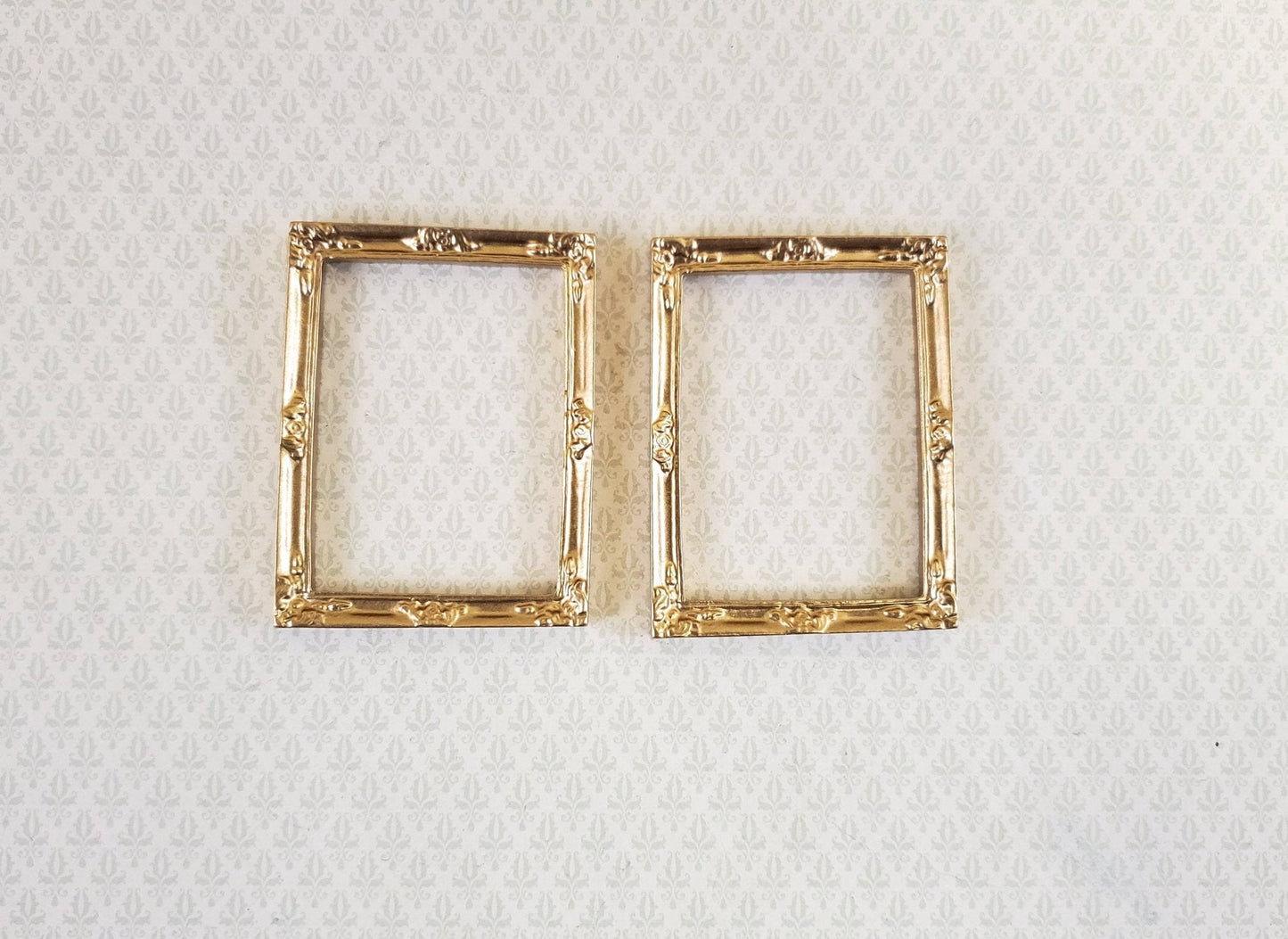 Dollhouse Miniature Picture Frame x2 Gold for Paintings Medium Size 1:12 Scale - Miniature Crush