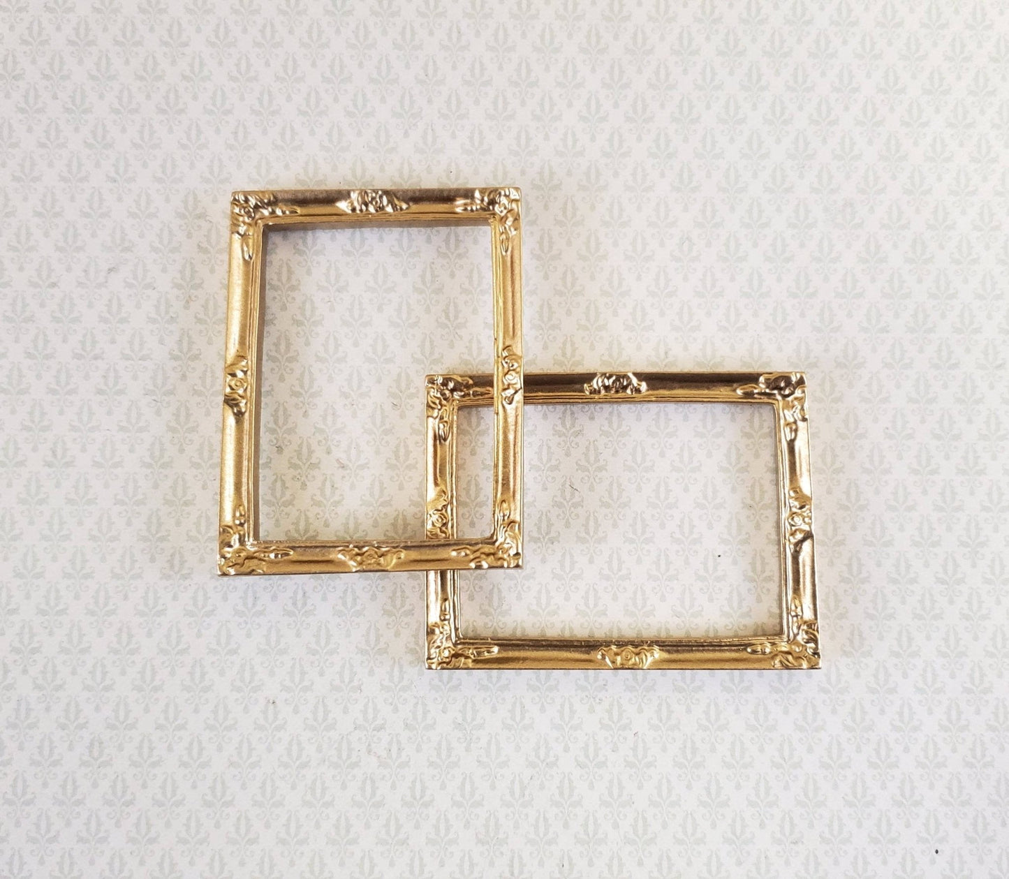 Dollhouse Miniature Picture Frame x2 Gold for Paintings Medium Size 1:12 Scale - Miniature Crush