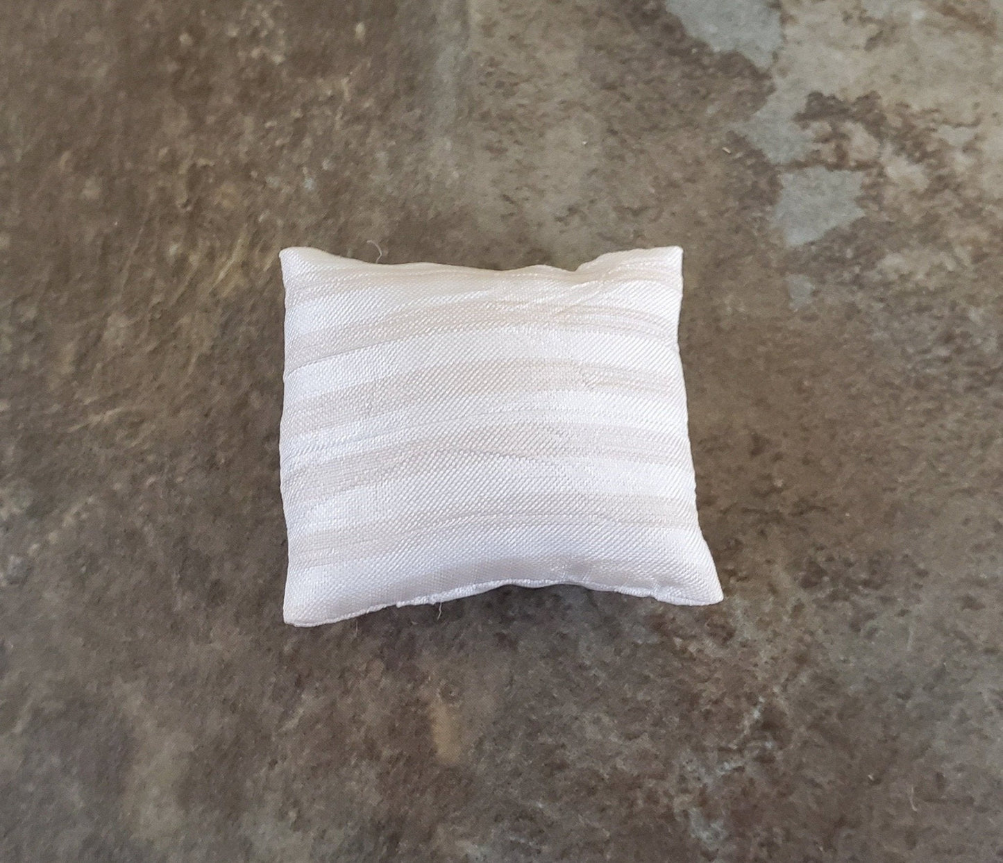 Dollhouse Miniature Pillow Ecru Striped Handmade 1:12 Scale 1 1/2" - Miniature Crush