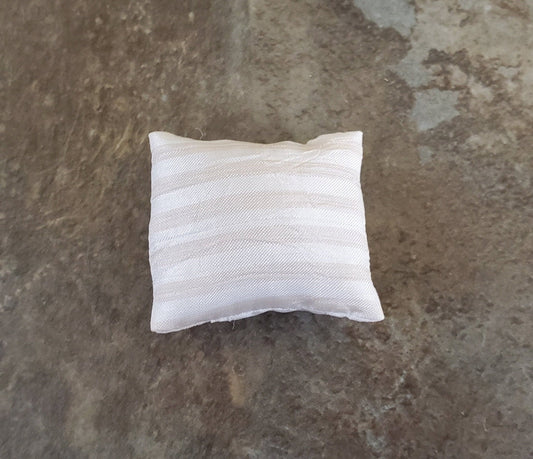 Dollhouse Miniature Pillow Ecru Striped Handmade 1:12 Scale 1 1/2" - Miniature Crush