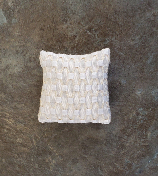 Dollhouse Miniature Pillow Ecru Weave Handmade 1:12 Scale 1 1/2" - Miniature Crush