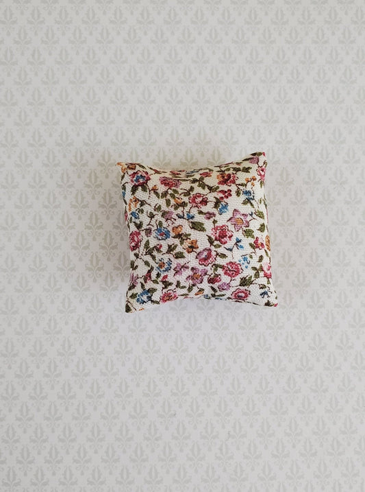 Dollhouse Miniature Pillow Floral Print Handmade 1:12 Scale 1 1/2" - Miniature Crush