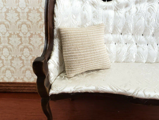 Dollhouse Miniature Pillow Tan Ribbed Handmade 1:12 Scale 1 1/2" - Miniature Crush
