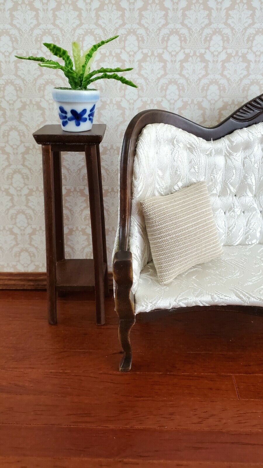 Dollhouse Miniature Pillow Tan Ribbed Handmade 1:12 Scale 1 1/2" - Miniature Crush