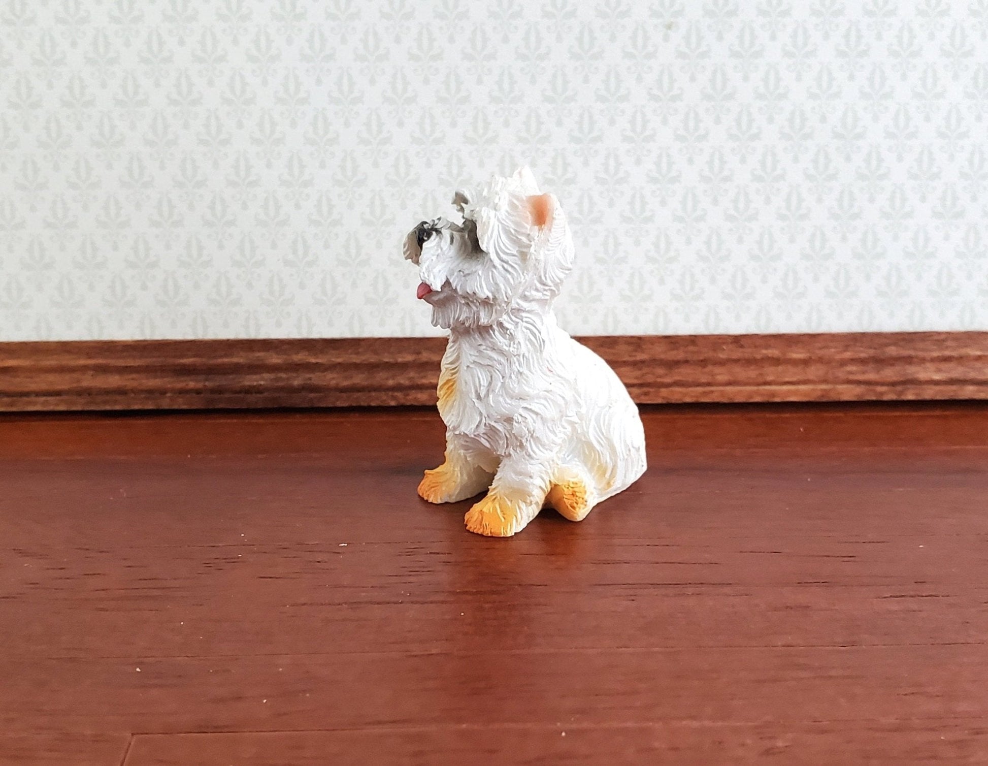Dollhouse Miniature Puppy Dog Westie 1:12 Scale Pet West Highland Terrier Sitting - Miniature Crush