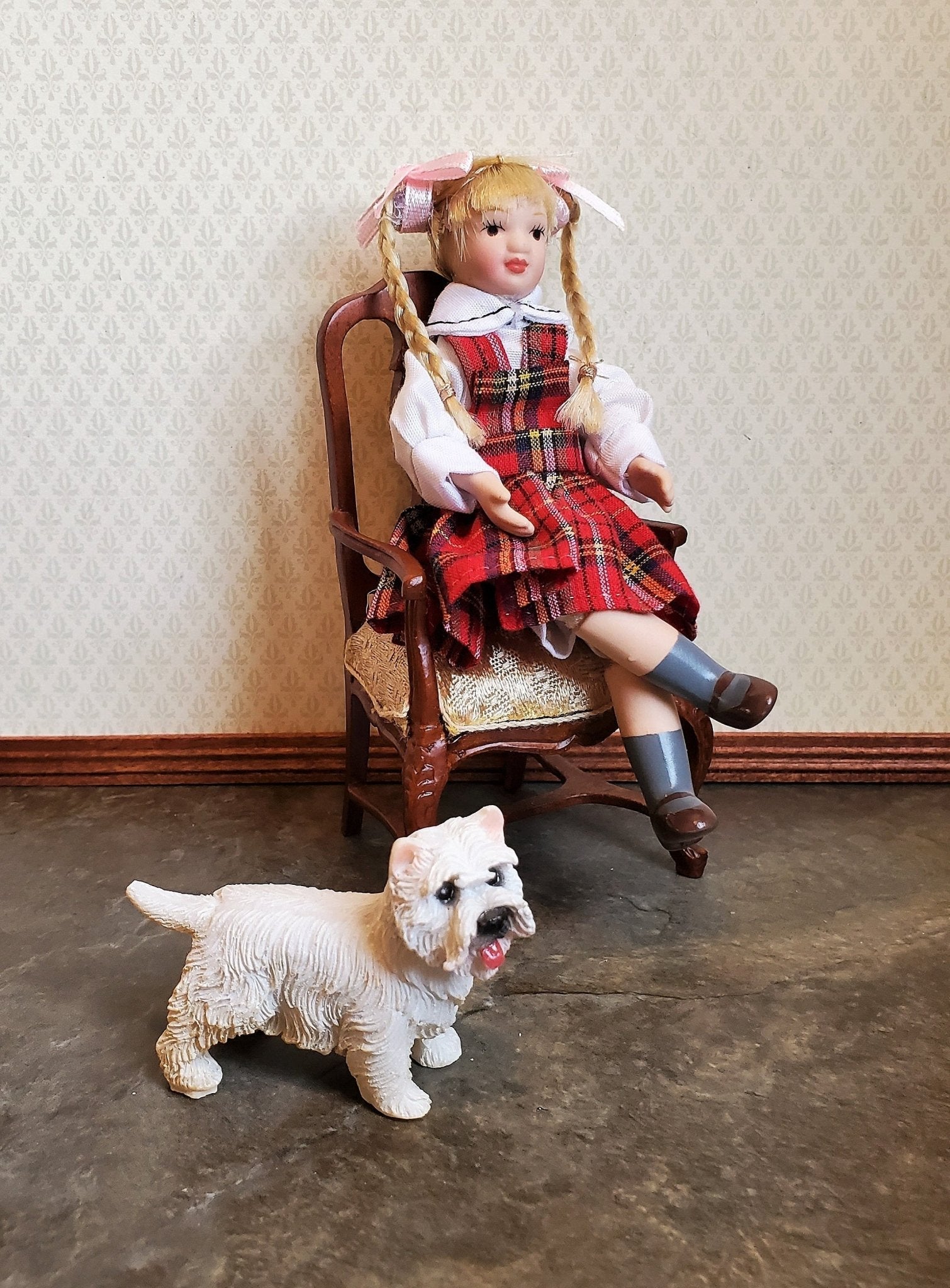 Dollhouse Miniature Puppy Dog Westie 1:12 Scale Pet West Highland Terrier Standing - Miniature Crush
