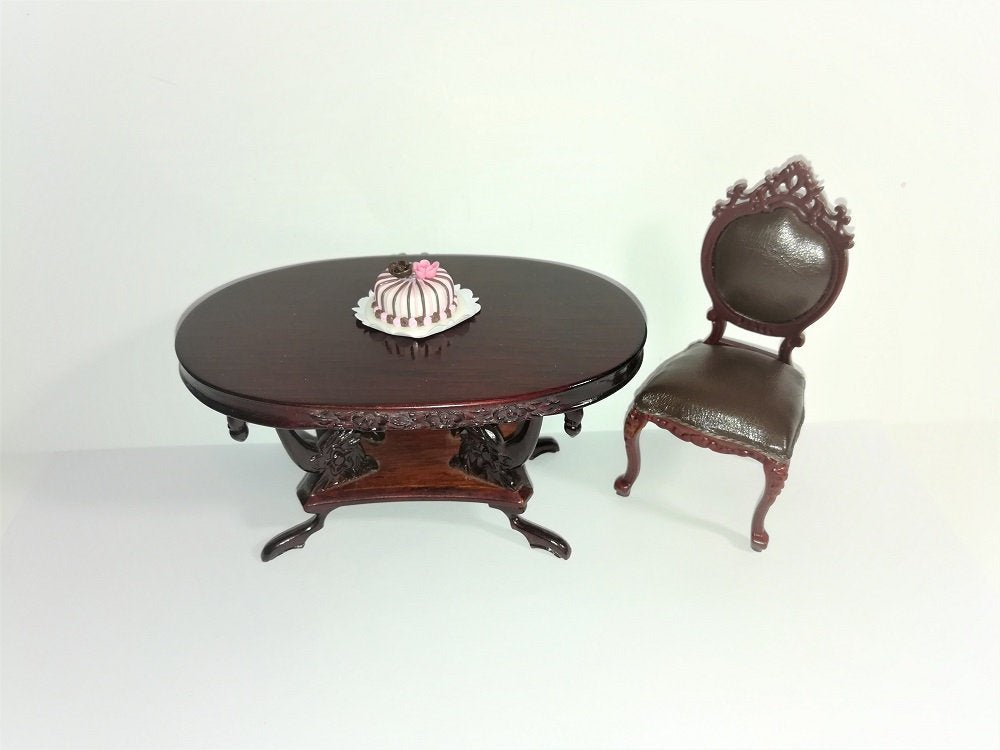 Dollhouse Miniature Round Cake with Flowers 1:12 Scale Pink & Chocolate Striped - Miniature Crush