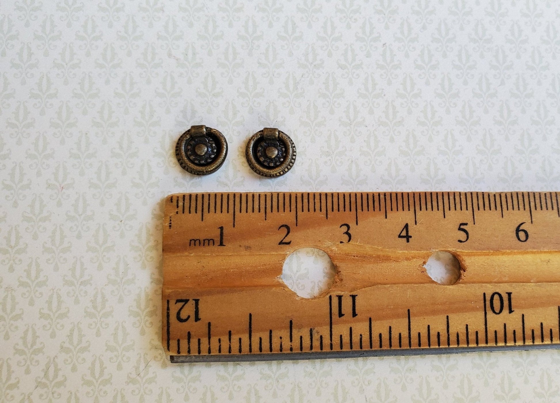 Dollhouse Miniature Round Drawer Pulls with Round Handle 1:12 Scale Antique Bronze - Miniature Crush