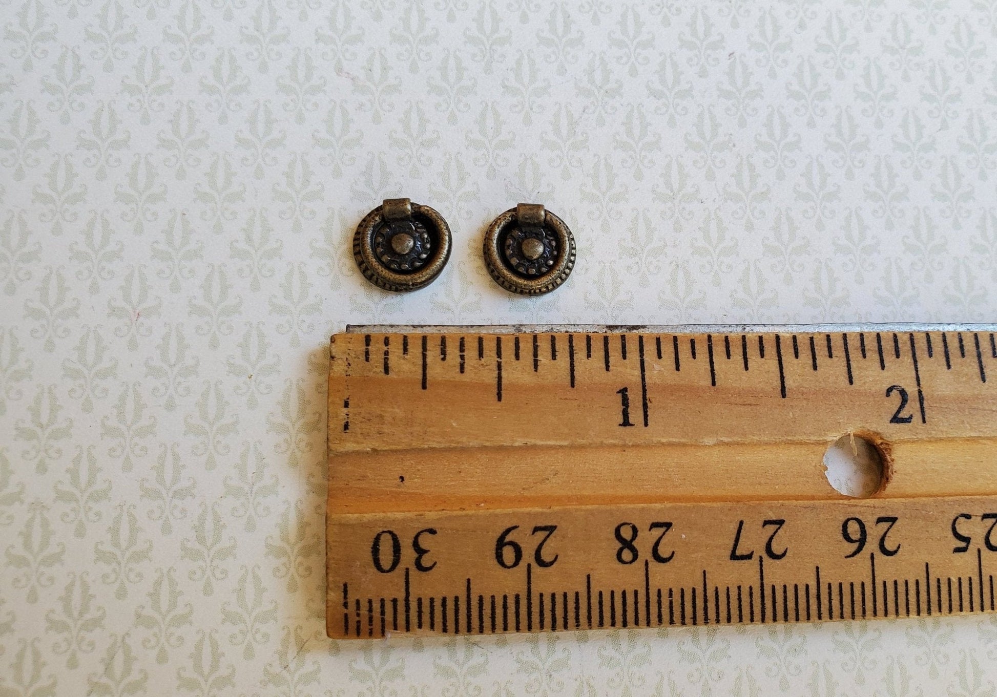 Dollhouse Miniature Round Drawer Pulls with Round Handle 1:12 Scale Antique Bronze - Miniature Crush