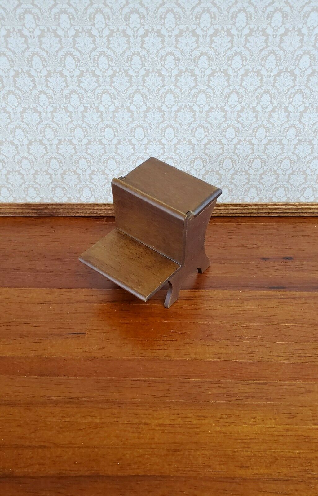 Dollhouse Miniature School Desk Walnut Finish Vintage Style 1:12 Scale - Miniature Crush