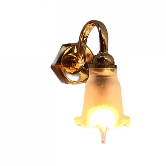 Dollhouse Miniature Sconce Single Tulip Flower Shade Gold 12 Volt 1:12 Wall Light - Miniature Crush