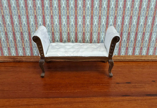 Dollhouse Miniature Settee Bench White Padded 1:12 Scale Furniture - Miniature Crush